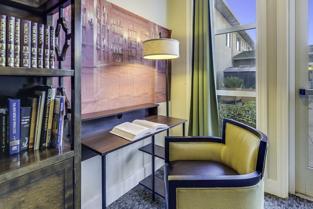 chair and book on a table